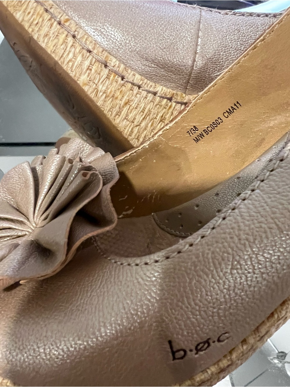 b.o.c. Beige Wedge Espadrille Slingback with Front Rosette - Picture 4 of 10